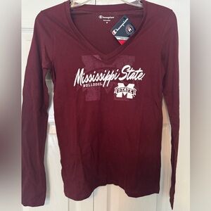 Champion Mississippi State Bulldogs Women's Long Sleeve V-Neck Tee XS